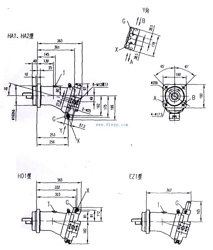 A6V2系列斜軸式變量馬達安裝尺寸