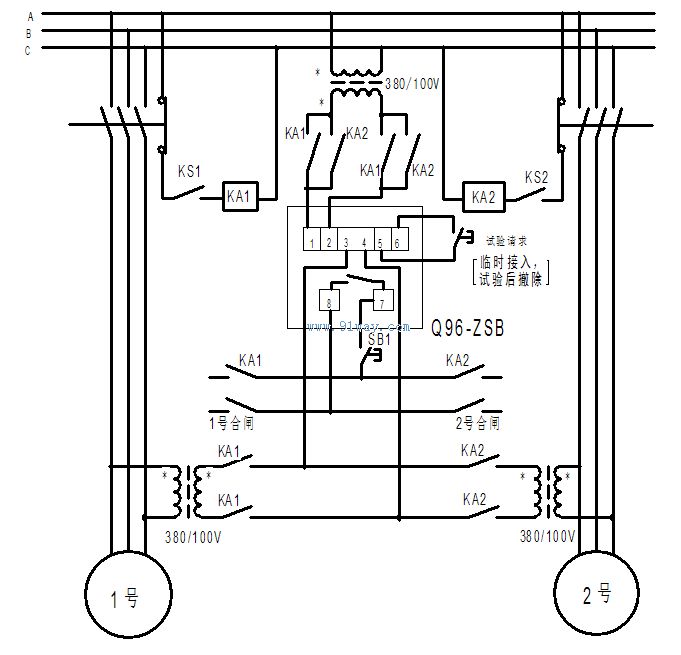 Q144-ZSB帶并車脈沖輸出型同步指示器接線圖