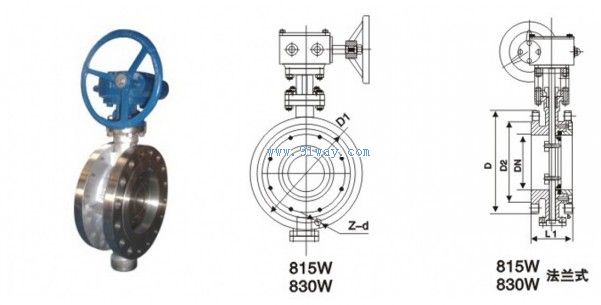 D343W型美標法蘭式蝶閥外形及安裝尺寸