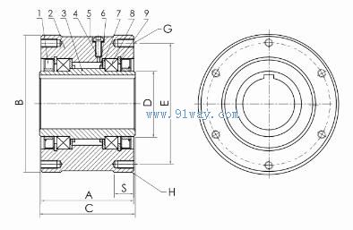 FSO系列凸輪離合器外形尺寸