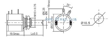 WXD3-13B型(3540)多圈線繞電位器外形尺寸