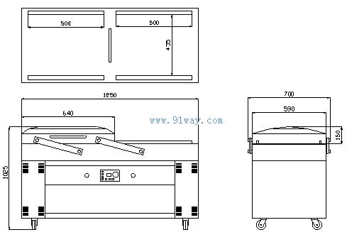 GEM5002SB出口豪華型雙室真空包裝機外形尺寸