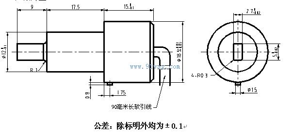 WR1800國(guó)標(biāo)及軍品電位器外形尺寸