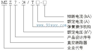 MZZ7-24戶內(nèi)交流高壓真空斷路器型號說明