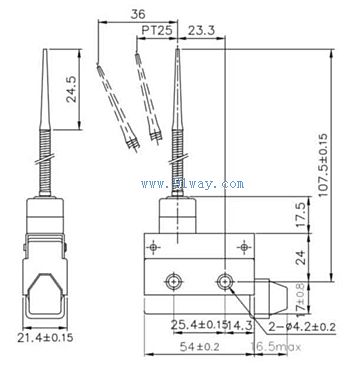 TZ-7166,AZ-7166微動開關安裝尺寸