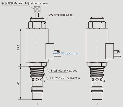 BLCL型比例螺紋插裝式流量閥外形尺寸