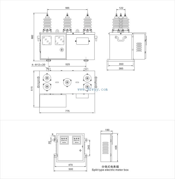JSLG4-6,10戶外高壓電能計(jì)量箱外形及安裝尺寸
