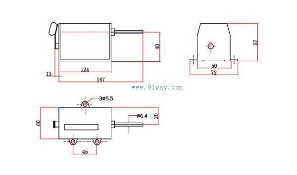75-I型轉(zhuǎn)動(dòng)式測(cè)長(zhǎng)計(jì)數(shù)器外形及安裝尺寸
