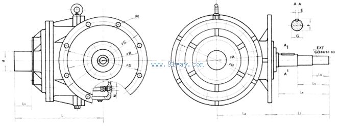 SSX系列弧齒錐齒輪行星齒輪減速器外形尺寸