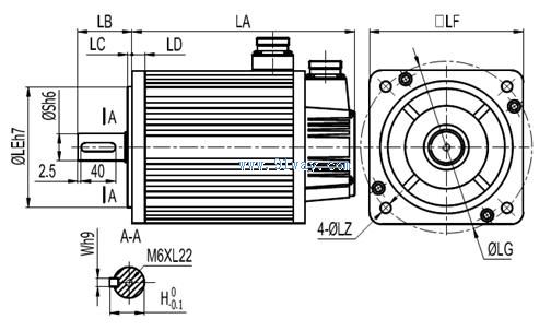 90SFM系列交流伺服電機外形及安裝尺寸