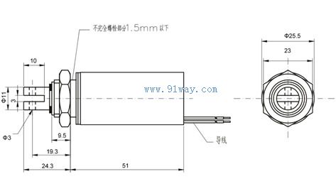 GSL250,GST250管式電磁鐵安裝尺寸