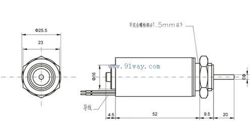 GSL250,GST250管式電磁鐵外形尺寸