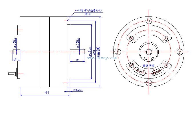 45CYD系列永磁低速直流測速發電機外形及安裝尺寸