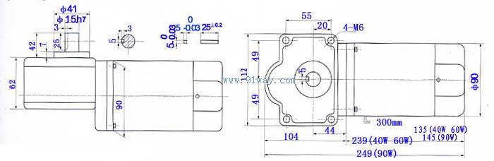 YYWJ90系列蝸輪減速電動(dòng)機(jī)安裝尺寸