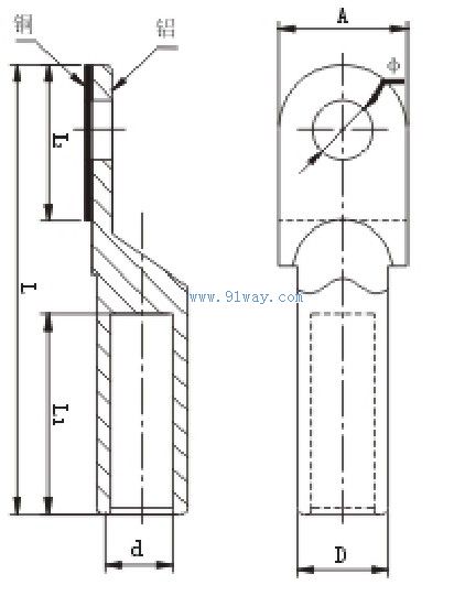 DTL-Q釬焊系列銅鋁接線端子(釬焊)安裝尺寸