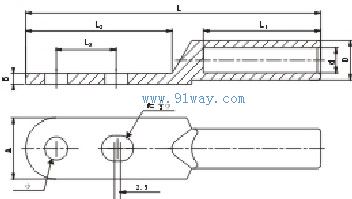 DT2系列銅雙孔型接線端子安裝尺寸