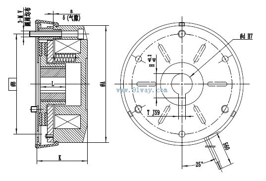 TQWZ3系列電動叉車電磁制動器安裝尺寸