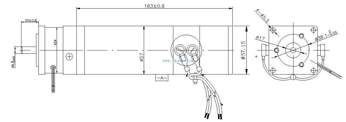 57ZY010直流永磁有刷電機安裝尺寸