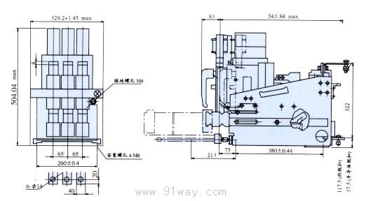 DW15,DWX15ϵ���f��ʽ��·�����γߴ�9