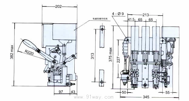 RMW16系列萬(wàn)能式斷路器安裝尺寸3