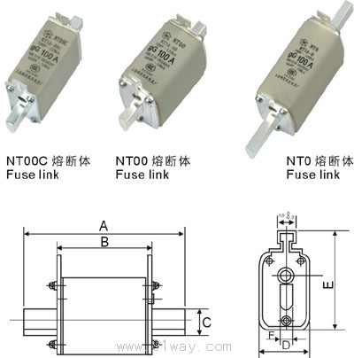 NT(NH)TR16系列熔斷器外形及安裝尺寸1