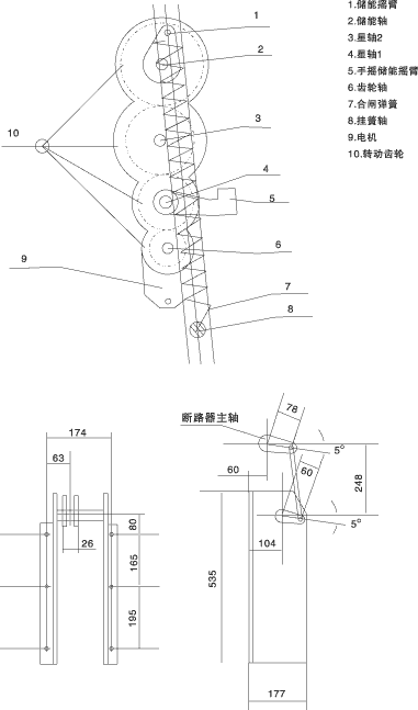 CT19IV型彈簧操動機構結構及外形尺寸