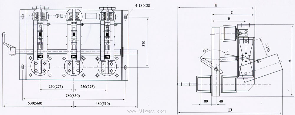 GN22-12(C)戶(hù)內(nèi)交流高壓隔離開(kāi)關(guān)外形及安裝尺寸圖3