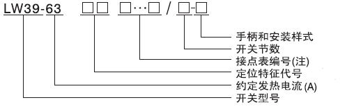 LW39-63系列萬能轉換開關型號說明