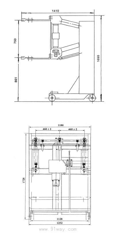 ZN23-40.5C系列車式戶內(nèi)高壓真空斷路器安裝尺寸圖