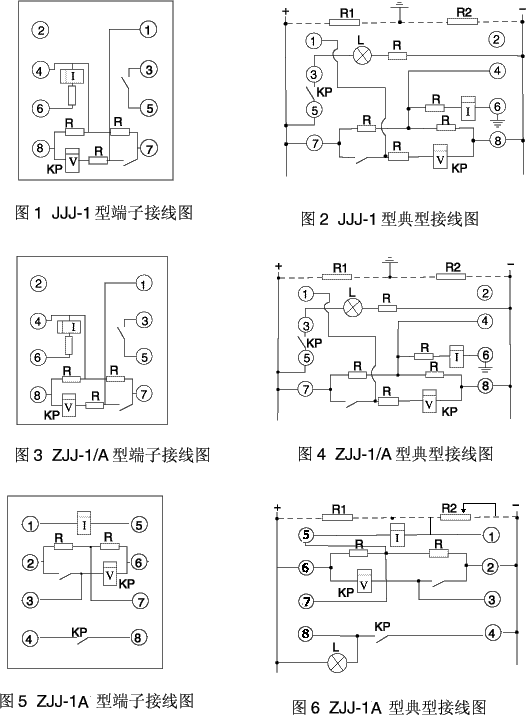 ZJJ-1A、ZJJ-1/A、JJJ-1絕緣監視繼電器接線圖