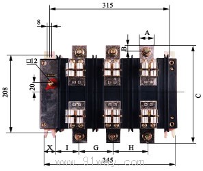 HH15(QSA)系列隔離開關熔斷器組外形尺寸5