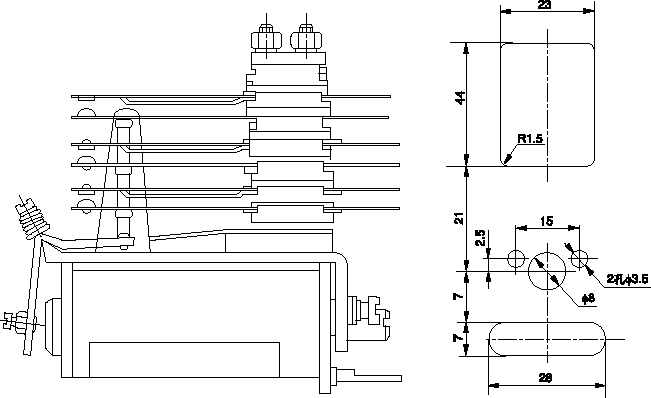 DZB-500系列中間繼電器外形尺寸