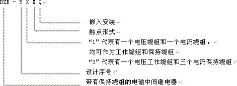 DZB-500Q系列中間繼電器型號說明