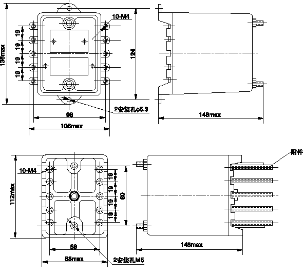 DZB-100系列中間繼電器安裝尺寸