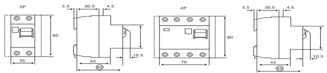 M-FL7系列漏電保護(hù)開(kāi)關(guān)(電磁式)外形尺寸