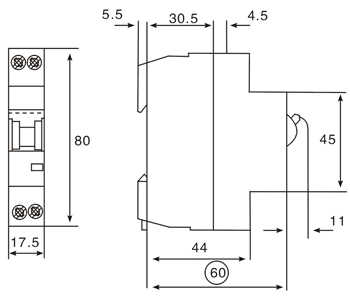 M-L71系列小型斷路器安裝尺寸