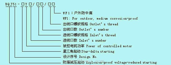 BQJ51系列防爆星三角起動箱(ⅡB)型號說明