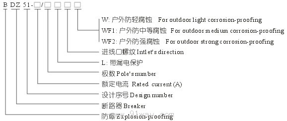 BDZ51-□防爆斷路器(ⅡB)型號(hào)說明