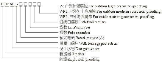 BDZ61L防爆漏電斷路器(ⅡB)型號說明
