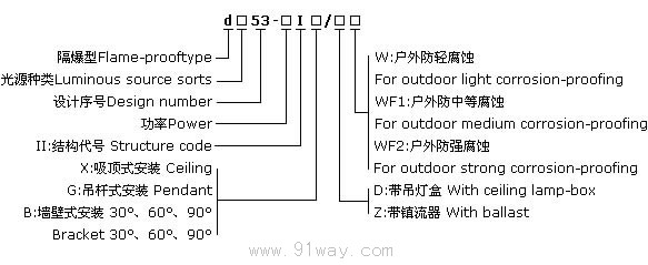 d□53-Ⅰ隔爆型防爆燈(ⅡB)型號說明