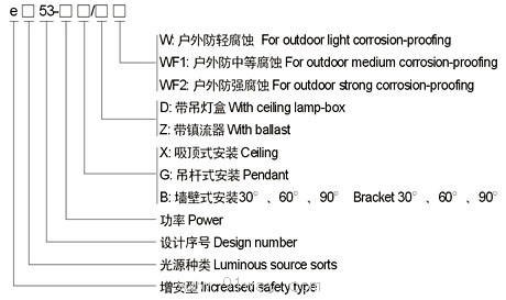 e□53增安型防爆燈(e)型號(hào)說明