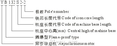 YB系列隔爆型三相異步電動機(ⅡB)型號說明
