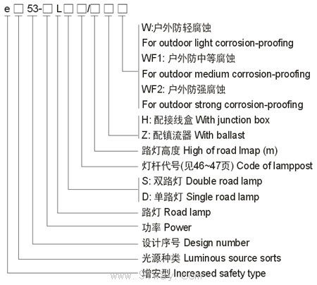 e□53-L防爆路燈(e)選型說明