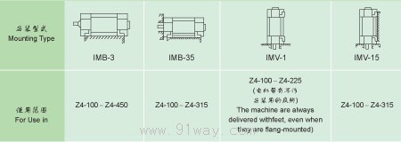 Z4系列直流電機安裝形式