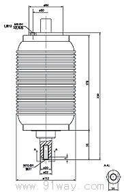 ZKBDW-630/12-20型真空開關(guān)管外形尺寸