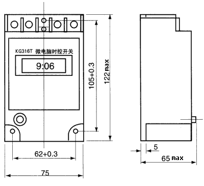 KG316T微電腦時控開關(guān)安裝尺寸