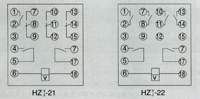 HZYJ-21.22系列靜態中間繼電器接線圖