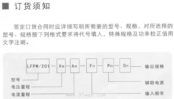 LFP型電量變送器型號說明
