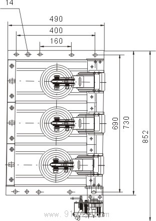 GNF38-12/630A型戶內(nèi)環(huán)網(wǎng)柜隔離開關(guān)安裝方式