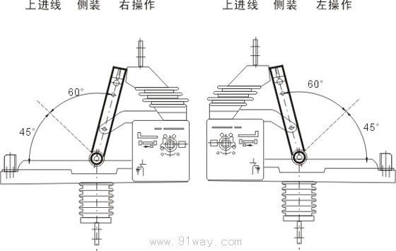 GNF38-12/630A型戶內(nèi)環(huán)網(wǎng)柜隔離開關(guān)安裝示意圖